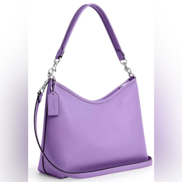 NWT COACH Shoulder/Crossbody Purse Purple Pebble Leather w Silver Hardware NEW! - Picture 10 of 12